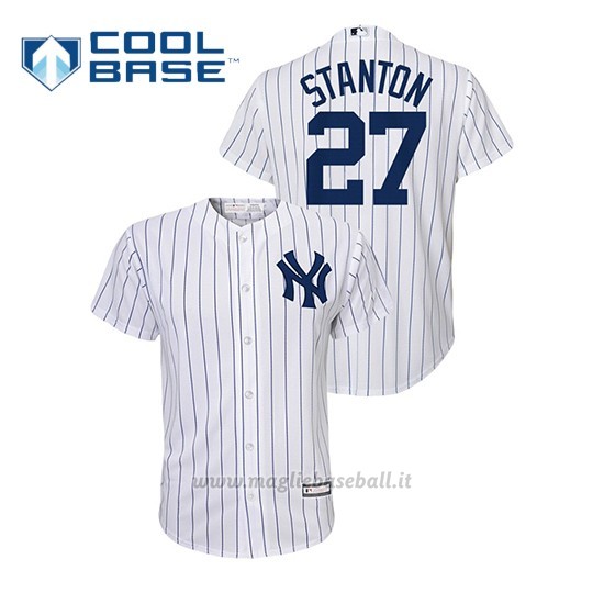 Maglia Baseball Bambino New Y Ork Yankees 27 Giancarlo Stanton Cool Base Primera Bianco